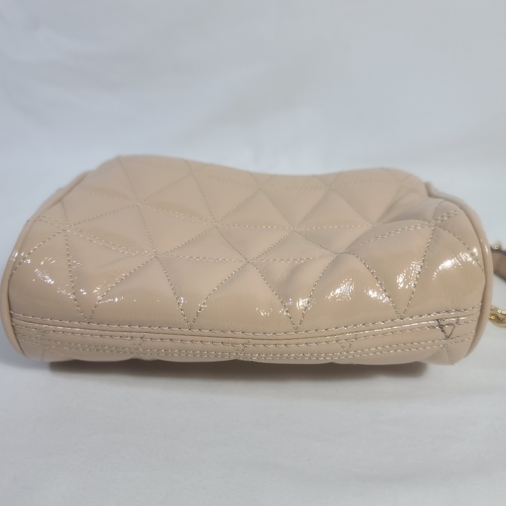 Michael Kors Vivianne Small Flap Shoulder Crossbody Patent Leather Beige Purse - Picture 5 of 16